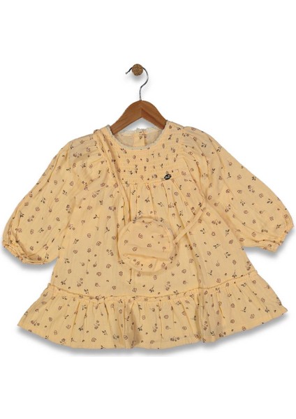 Kız 2/5 Yaş Çiçek Baskılı Çantalı Elbise