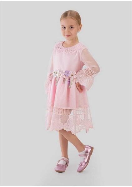 Kız 4/8 Yaş Güllü Yakalı Elbise