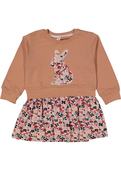 Kız 2/5 Yaş Tavşan Nakışlı Elbise