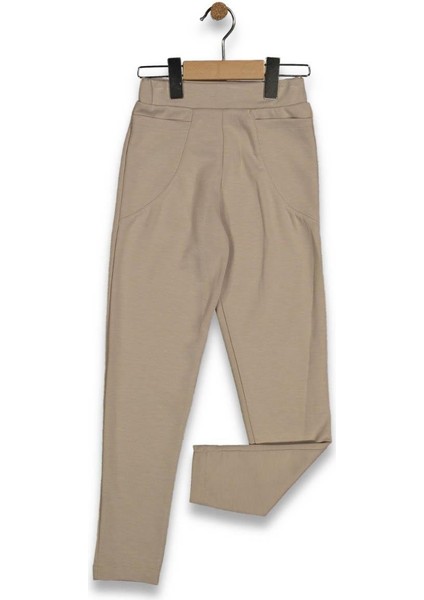 Kız 9/12 Yaş Penye Bel Kemerli Önden Cepli Tayt