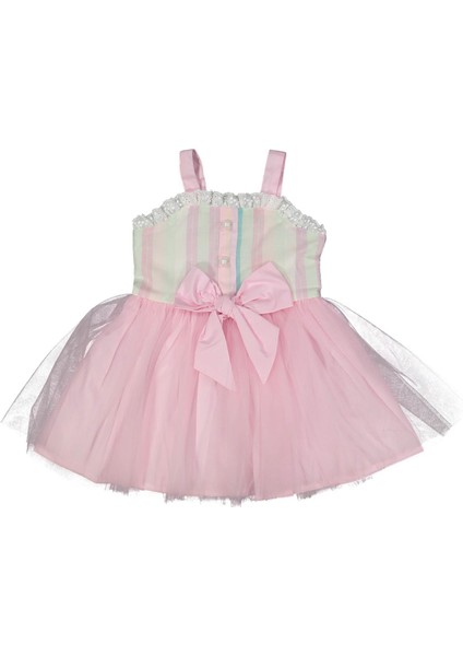 Kız 2/5 Yaş Çizgili Fiyonklu Etek Tütü Queen Elbise