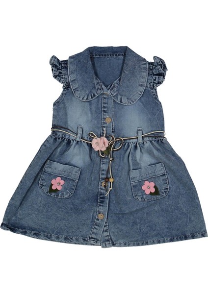 Kız 2/5 Yaş Ön Cepler Çiçekli Elbise