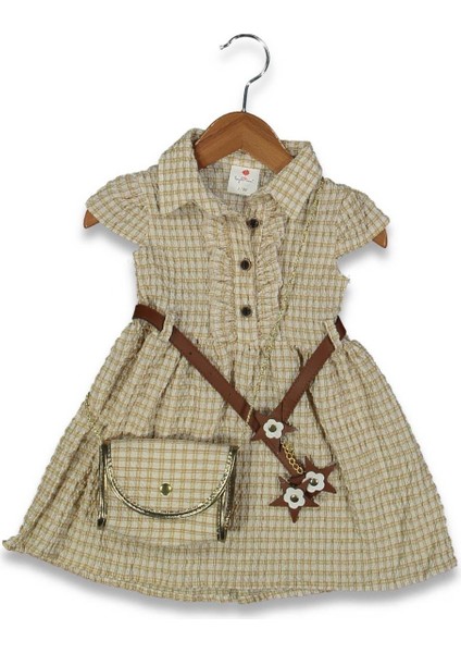 Kız 1/3 Yaş Kemerli Kareli Elbise
