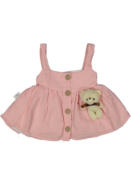 Kız 6/18 Ay Ayıcıklı Askılı Elbise