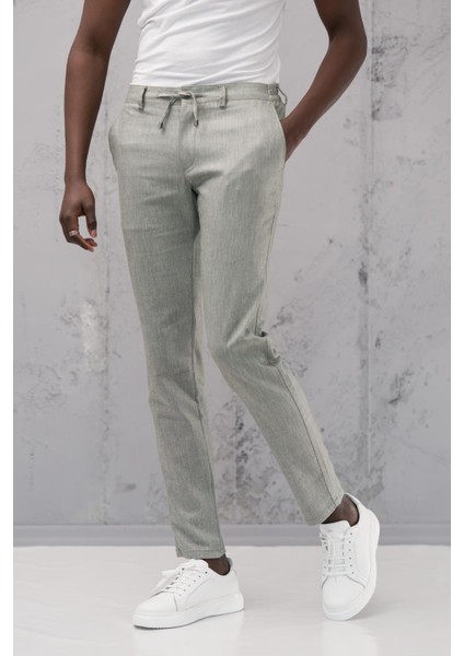 Beli Lastikli ve Iplikli Slimfit Pamuklu Jogger Pantolon
