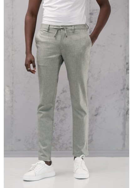 Beli Lastikli ve Iplikli Slimfit Pamuklu Jogger Pantolon modelleri