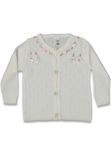 Kız 1/4 Yaş Çiçekli Triko Hırka