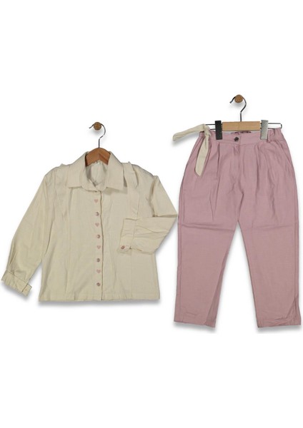 Kız 6/9 Yaş Keten Pantolonlu Gömlekli Takım