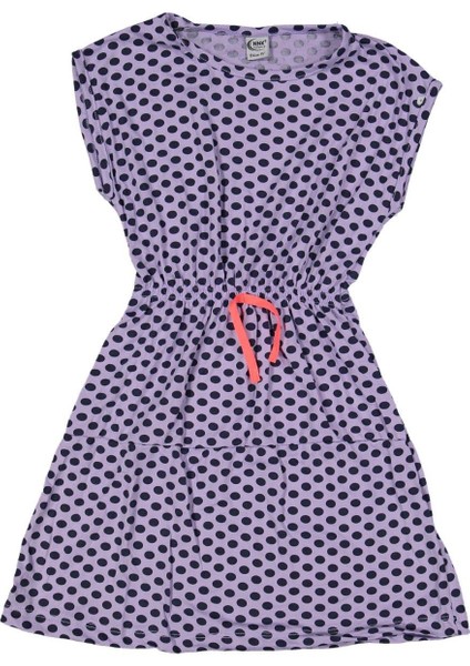 Kız 9/12 Yaş Beli Lastikli Puanlı Elbise