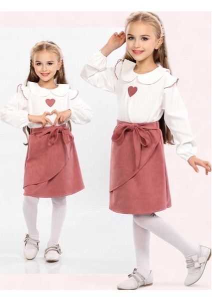 Kız 7/10 Yaş Bağlamalı Süet Etekli Ikili Kız Takım
