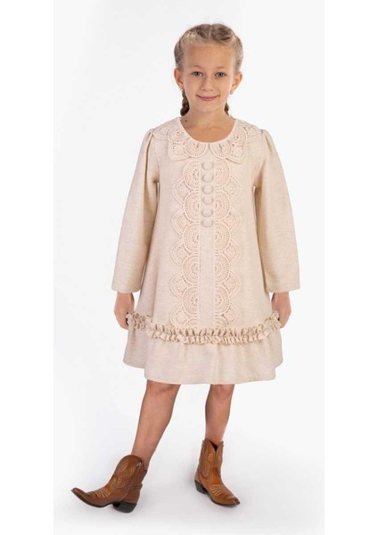 Kız 4/8 Yaş Dantelli Tunik Elbise
