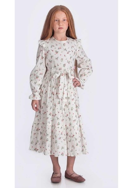 Kız 10/16 Yaş Çiçekli Uzun Elbise