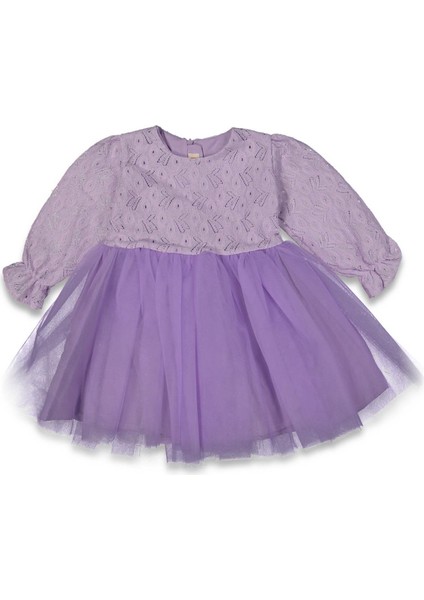 Kız 2/5 Yaş Arka Fiyonklu Pamuklu Tül Elbise