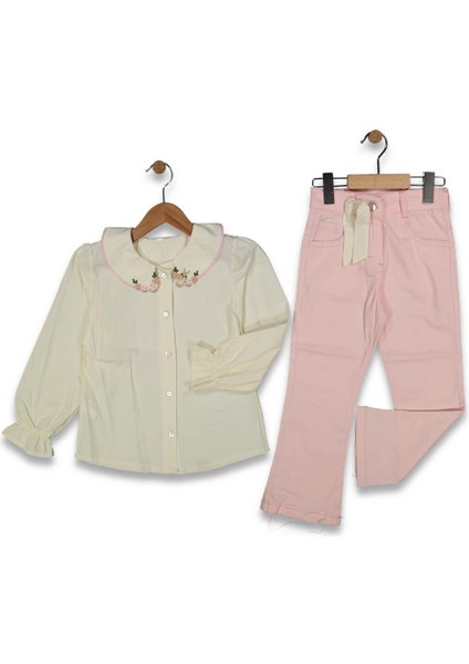 Kız 6/9 Yaş Keten Pantolonlu Gömlekli Takım