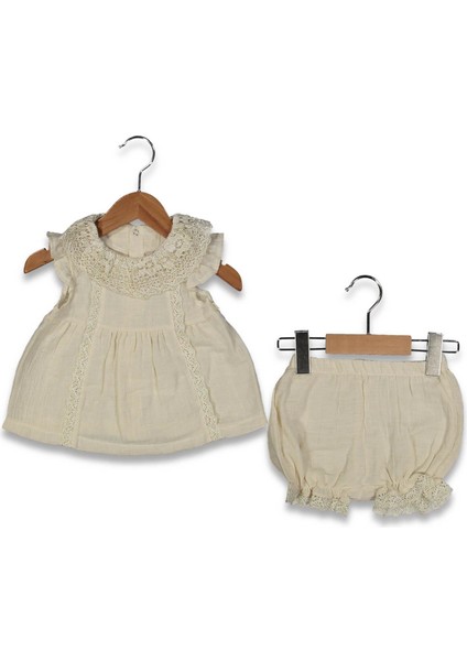 Kız 6/24 Ay Dantelli Simli Müslin Şortlu Ikili Tak