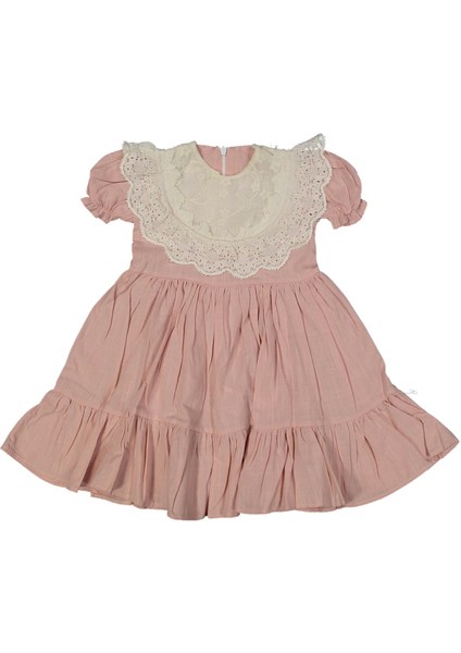 Kız 2/5 Yaş Dantel Yakalı Keten Elbise