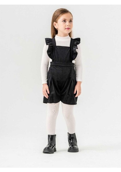 Kız 4/7 Yaş Kadife Fitilli Şortlu Salopet