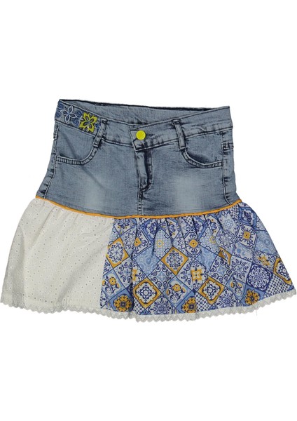 Kız 9/12 Yaş Etnik Desen Kot Etek