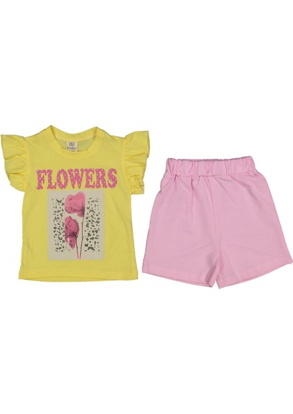 Kız 2/5 Yaş Flowers Şortlu Takım