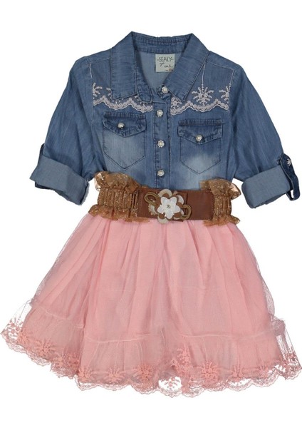Kız 6/9 Yaş Kemerli Tüllü Elbise