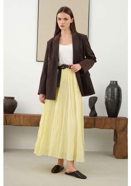 Kraşlı Vual Etek Soft Sarı