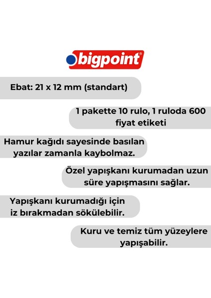 | Etiket, İz Bırakmayan Uzun Ömürlü Yapışkan, 6000 Etiketli Paket, 600 x 10 Rulo, Turuncu