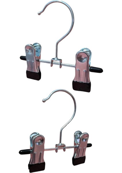 Ayarlanabilir Mandallı, Krom Metal Eşarp Askısı, Şapka Askısı, 10 Adet, 12 cm