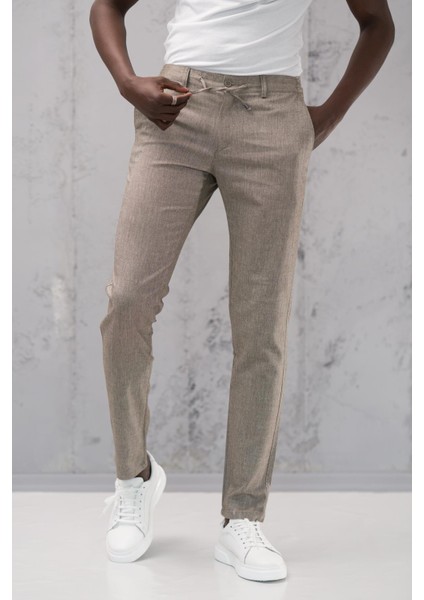 Beli Lastikli ve Iplikli Slimfit Pamuklu Jogger Pantolon