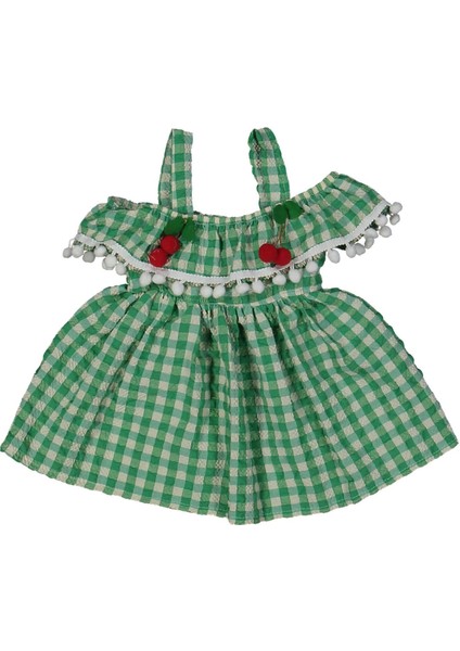 Kız 1/5 Yaş Kareli Kiraz Askılı Elbise