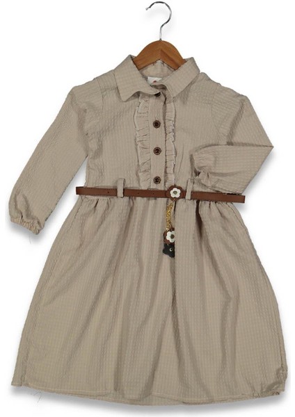 Kız 5/11 Yaş Gömlek Yaka Kemerli Elbise