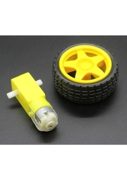 8 Adet - Arduino Robot Tekerlek ve Dc Motor Seti 250RPM Dc Motor