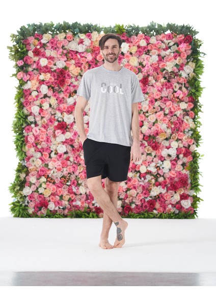 Erkek Yazlık Cool Baskılı Kısa Kollu Şortlu Penye Pijama Takımı fırsatları