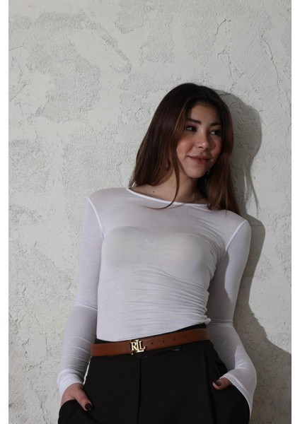 Beyaz Basic Transparan Bluz