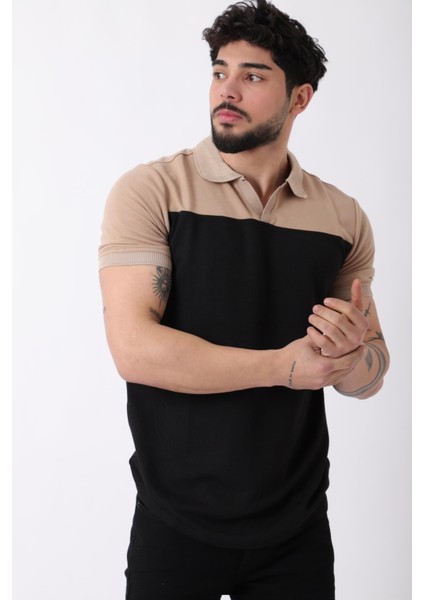 Parçalı Apaç Yaka Penye Tişört Js C-006_30426