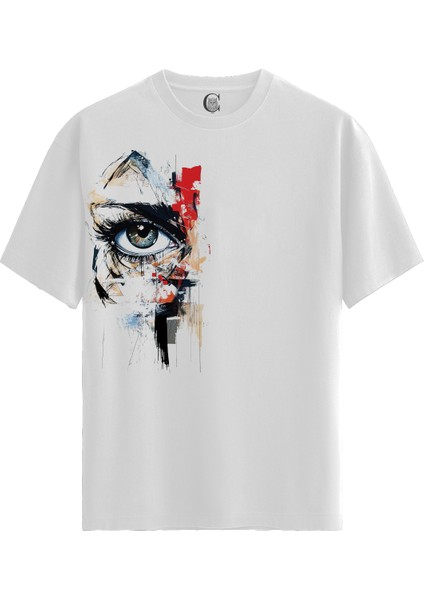 Vision Fragment - Pamuklu Kadın Beyaz Tişört - Premium Quality