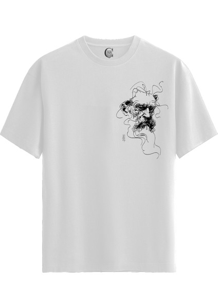 Smoke Skull - Pamuklu Erkek Beyaz Tişört - Premium Quality