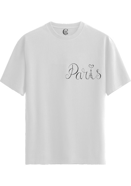 Paris Love - Pamuklu Erkek Beyaz Tişört - Premium Quality
