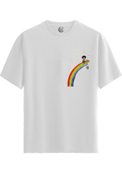 Rainbow Dream - Pamuklu Kadın Beyaz Tişört - Premium Quality