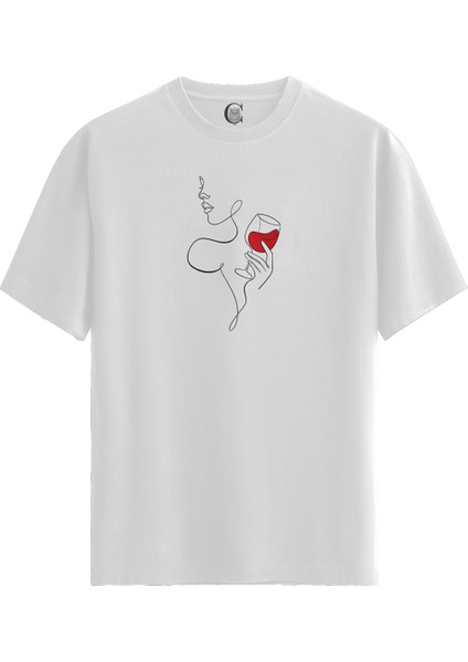 Elegant Sip - Pamuklu Kadın Beyaz Tişört - Premium Quality