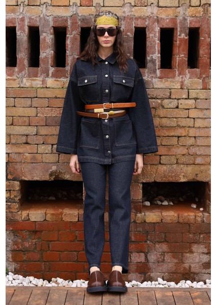 Cep Detaylı Denim Takım