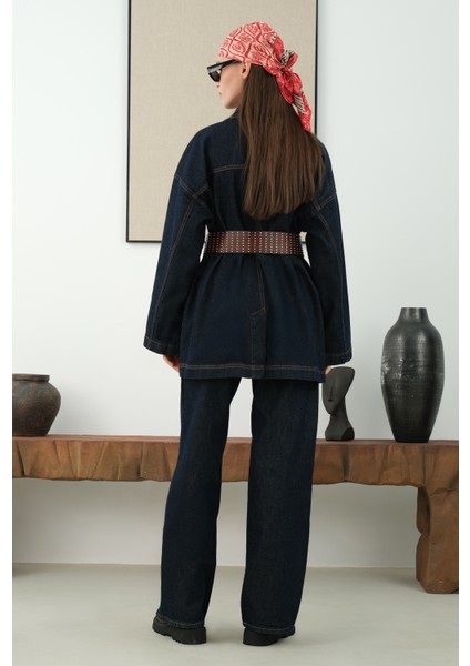 Cep Detaylı Denim Takım