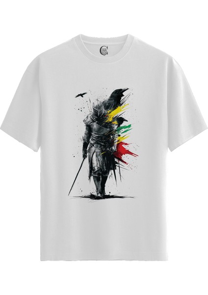 Raven Knight - Pamuklu Erkek Beyaz Tişört - Premium Quality