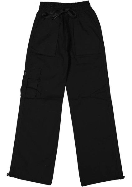 Kız 6/10 Yaş Kargo Cepli Paça Stoperli Keten Pantolon