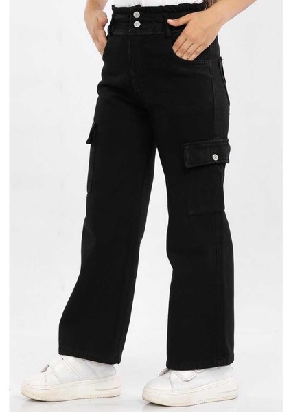 Kız 5/8 Yaş Yüksek Bel Kargo Cepli Pantalon