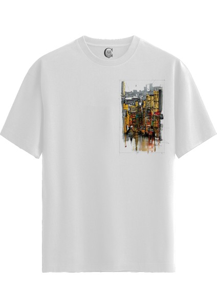 Urban Reflection - Pamuklu Kadın Beyaz Tişört - Premium Quality