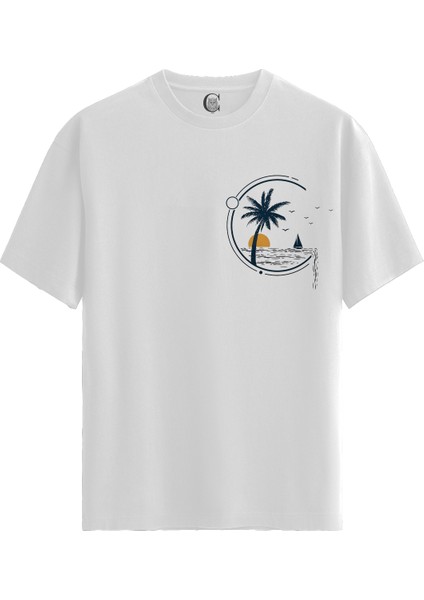 Tropical Escape - Pamuklu Kadın Beyaz Tişört - Premium Quality