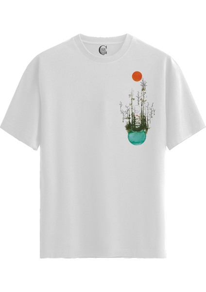 Surreal Forest - Pamuklu Kadın Beyaz Tişört - Premium Quality