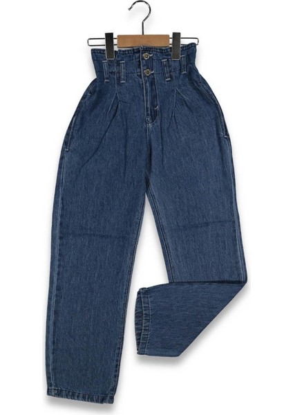 Kız 8/12 Yaş Bel Büzgülü Kot Pantolon