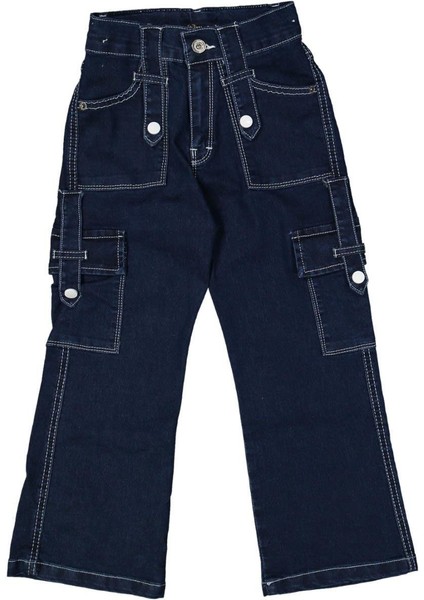Kız 6/10 Yaş Kargo Cep Çıtçıtlı Kot Pantolon