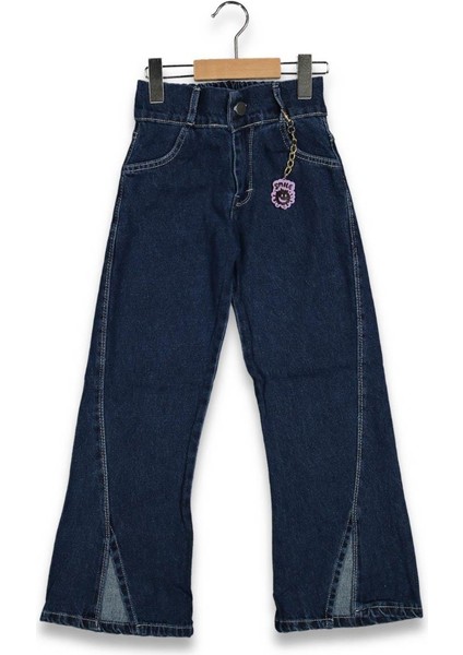 Kız 6/10 Yaş Cotton Jeans Mavi Yuksek Bel Paça Yırtmaç Pantalon